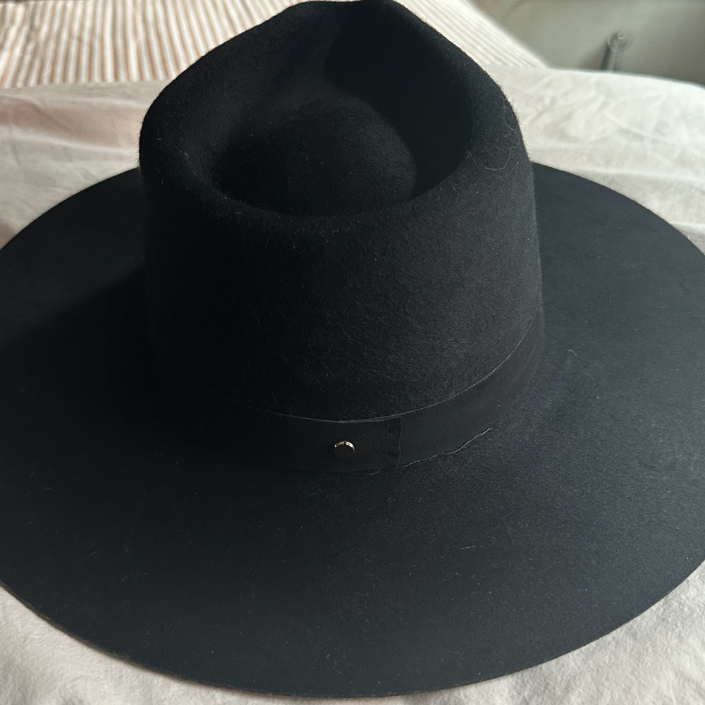 Janessa Leone Women's  Korin Black Hat Wool Fedora Hat - Worn Once - Picture 3 of 7
